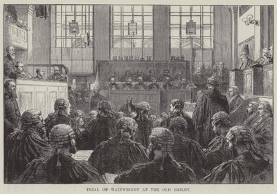 オールド・ベイリーでのウェインライトの裁判（版画 作： English School