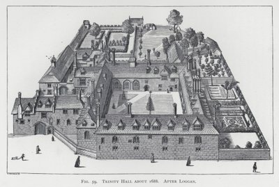1688年頃のトリニティ・ホール、ログガンの後（エングレーヴィング 作： English School