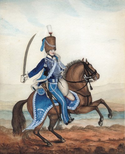 1815年の騎兵団の兵士、1815年頃（紙にトイレ） 作： English School