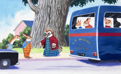 タフティは道を渡ることを考えています 作： English School