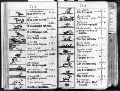World Sensualium Pictus Comeniusの2ページ、1659 作： English School