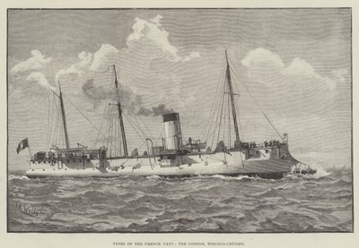 フランス海軍のタイプ、コンドル、魚雷巡洋艦(エングレービング) 作： English School