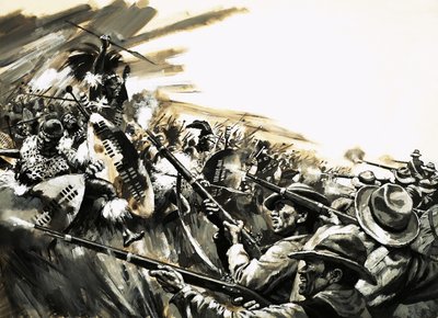 ズールー族の戦士との正体不明の戦い、おそらくロアケのドリフト 作： English School