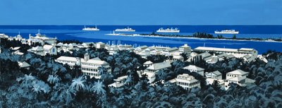 村と地平線上のボートと正体不明の海岸線 作： English School
