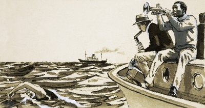 ボートに乗った正体不明のジャズ奏者 作： English School