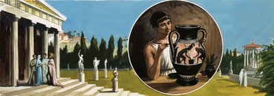 古代の工芸品についての正体不明のモンタージュ 作： English School