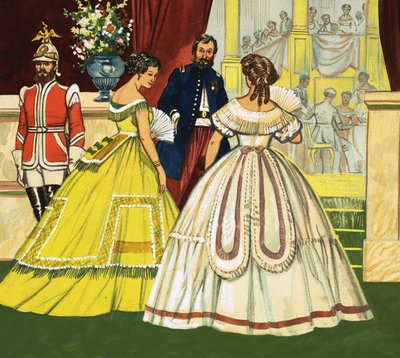 正装をしている正体不明の女性がファンクションに参加する（19世紀） 作： English School