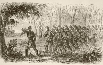 第一次ブルランの戦いの高原の北軍兵士（リトグラフ） 作： English School