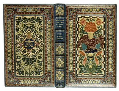上部と下部のカバー、ワシ、トーチ、ハート、鱗、花柄、1820年 作： English School