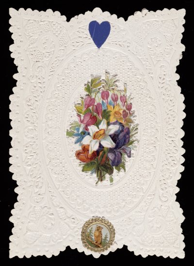 花を描いたバレンタインカード、1840年頃（紙にカラーリソ） 作： English School