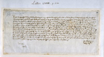 マーガリー・ブリューズからジョン・パストン3世へのバレンタインの手紙、1477年2月（紙にペンとインク） 作： English School