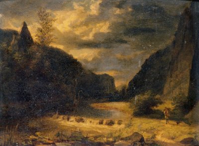 渓谷の風景 1850年頃（油彩・パネル） 作： English School