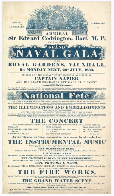 Vauxhall Gardens、Grand Naval Gala、Admiral Sir Edward Codrington 作： English School