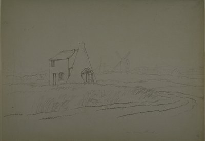 ヴォクスホール、ナインエルムス付近の眺め 1810年頃（紙に鉛筆 作： English School