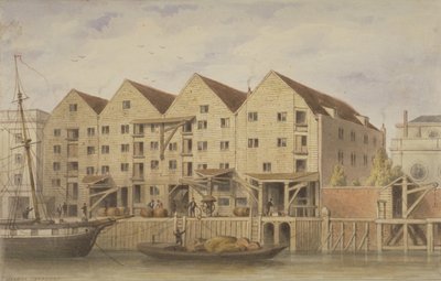 Chamberlains Wharf、Tooley Street、1846（紙にトイレ）のビュー 作： English School