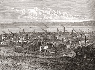 1893年頃に出版された「Cities of the World」より、スコットランド、ダンディーの眺め（プリント） 作： English School