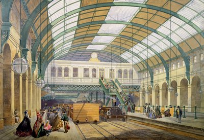 地下鉄キングスクロス駅の眺め、1865年頃 作： English School