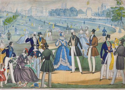 ウェストミンスター、グリーンパークからのセントジェームスパークの眺め、1820年頃（紙にアクアティント） 作： English School