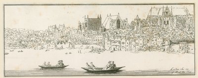 1652年3月27日にロンドンのウェストミンスター宮殿の眺め 作： English School