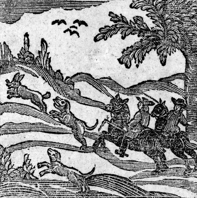 「ABook of Roxburghe Ballads」からの狩猟シーンの眺め 作： English School