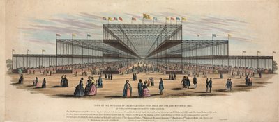 1851年の展示のためのハイドパークの建物の内部の眺め 作： English School