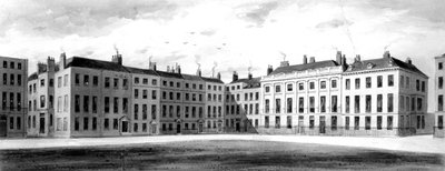 ソーホースクエアの北側と東側の眺め、1854年 作： English School