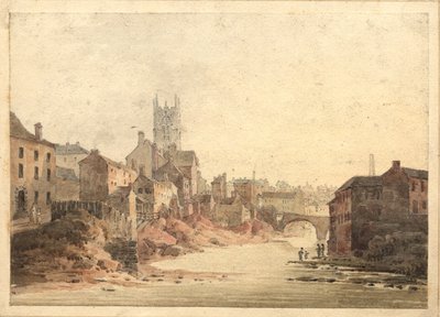 マンチェスターのアーウェル川の景色、1820〜30年頃（紙にトイレ） 作： English School