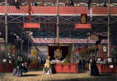 1851年の万国博覧会のスペイン・ポルトガル部門の様子（『ディッキンソンの総合的な絵』より）（カラーリトグラフ 作： English School