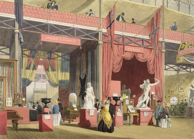 ディキンソン総合写真からの1851年の大展覧会のスウェーデン、ノルウェー、デンマークのセクションの眺め 作： English School