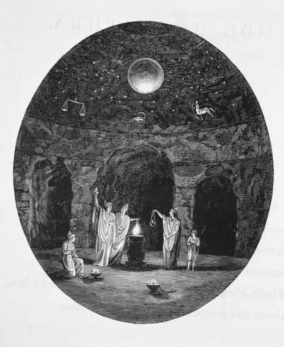 ミトラの洞窟で祝われる古代の神秘的な儀式の眺め 作： English School