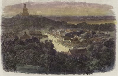 帝国都市の庭園と仏教寺院の眺め 作： English School