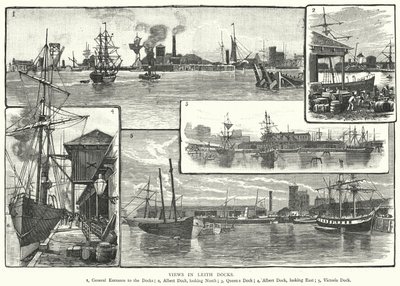 Leith Docksの風景（エングレービング 作： English School