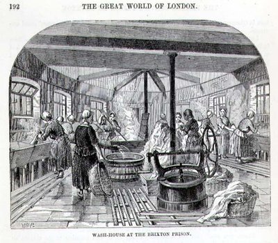 ブリクストン刑務所の洗濯場（Henry Mayhew（1812-87）とJohn Binnyによる「The Criminal Prisons of London and Scenes of Prison Life」より 作： English School