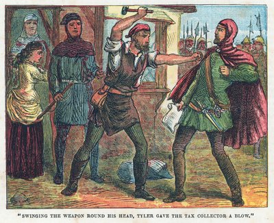 徴税人に打撃を与えるワット・タイラー 作： English School