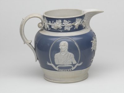 ワーテルロー記念水差し、1815年頃（ストーンウェア 作： English School