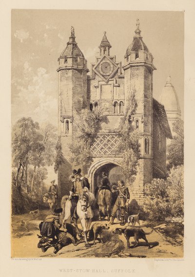 West-Stow Hall、サフォーク（アクアティント） 作： English School