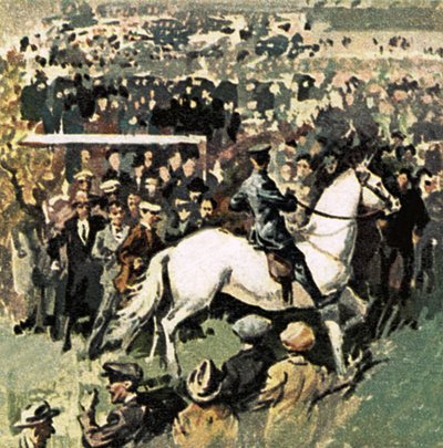 ウェンブリーの1923カップ決勝での白い馬 作： English School