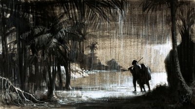 パナマ地峡に新たな貿易植民地を設立したウィリアム・パターソン（紙にガッシュ 作： English School