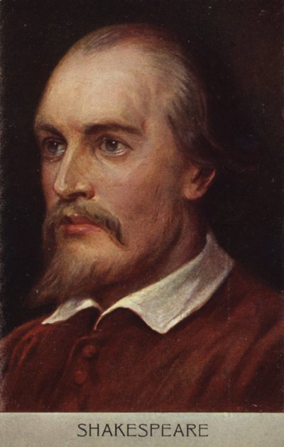 ウィリアム・シェイクスピア（1564-1616）、イギリスの劇作家、詩人（カラーリトグラフ） 作： English School
