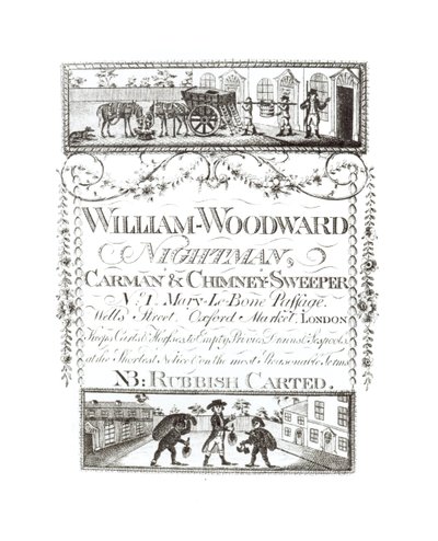 William Woodward、Nightman、Carman and Chimney Sweeper、No.1 Mary-Le-Bone Passage、Wells Street、Oxford Market、ロンドン 作： English School