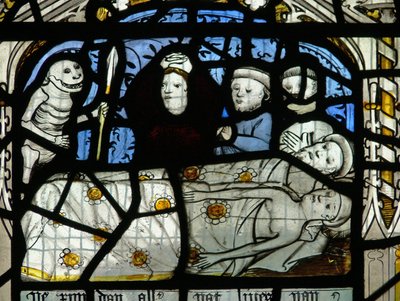世界の最後の15日間を描いたウィンドウN3（「良心のプライク」ウィンドウ）：死がすべての人を訪問 作： English School