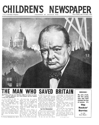 ウィンストン・チャーチル：イギリスを救った男、「子供新聞」の最初のページ、1964年11月（新聞） 作： English School