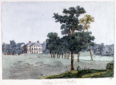 ウィリアム・ワッツの「Tableaux des Maison et Jardins」（1785年頃）に掲載されているウォルタートン・ホール（ノーフォーク州）。 作： English School