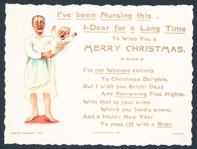 叫んで赤ちゃん、クリスマスカードを保持している女性 作： English School