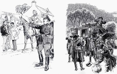 幹部と高速道路兵の馬の女性 作： English School