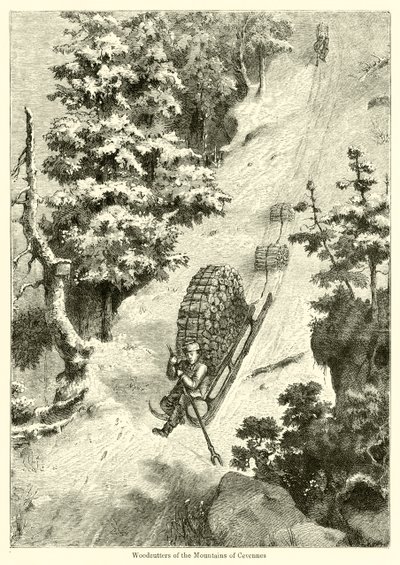 セヴェンヌの山の木版画（彫刻 作： English School