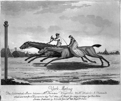 ヨーク会議、1804年8月25日、ソーントン氏の「Vingarillo」とフリント氏の「Thornville」の間の有名なレース、1804 作： English School