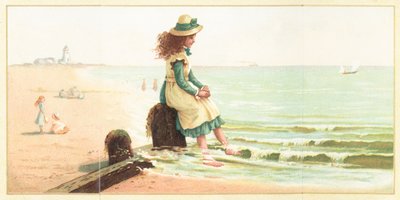 カード、海で足を漕ぐ少女 作： English School