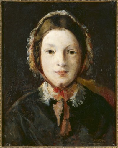 ボンネットを持つ若い女性 作： English School