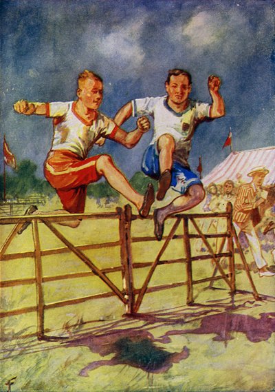 障害物競走で競う若い男性 (色リソ) 作： English School